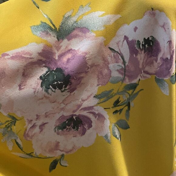 EUC Leith Yellow Purple Floral Ruffle Wrap Maxi High-Low Dress - Picture 4 of 4